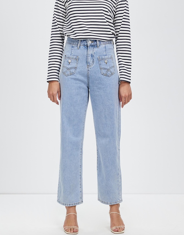 KAJA Clothing - Petite Mom Ula Jeans - Light Blue