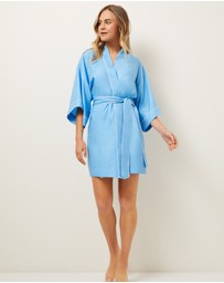 Wanderluxe Sleepwear - Hydrangea Skies Kimono Robe