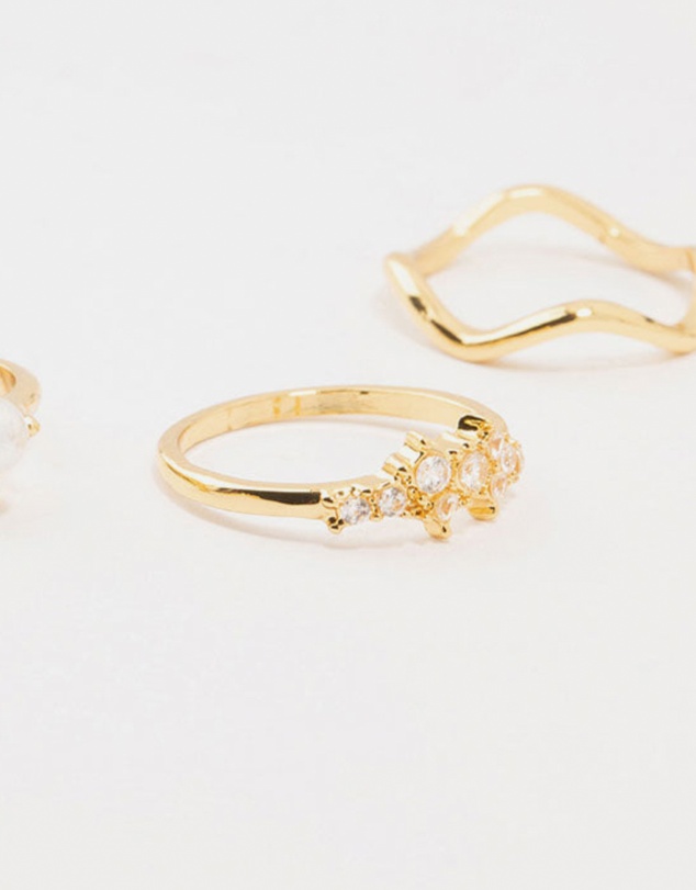 Lovisa - Gold Plated Pearl Cluster Rings 6-Pack