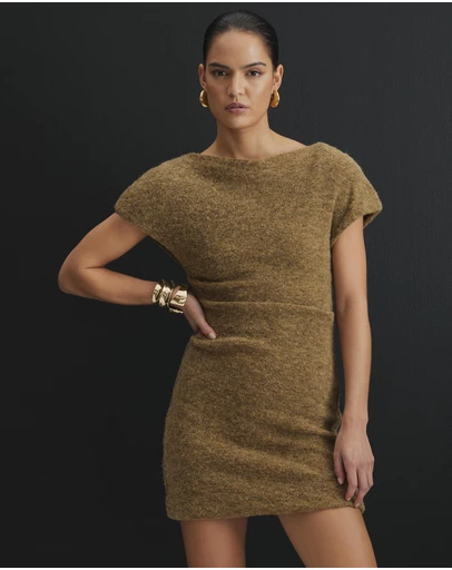AERE - Ilona Draped Wool Blend Mini Dress