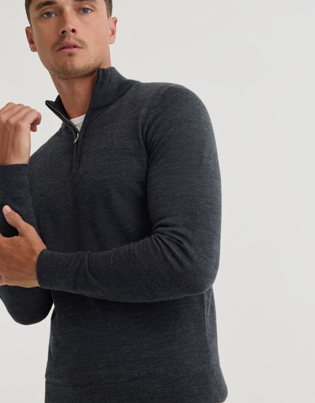 Oxford - Merino Zip Neck Pure Wool Pullover
