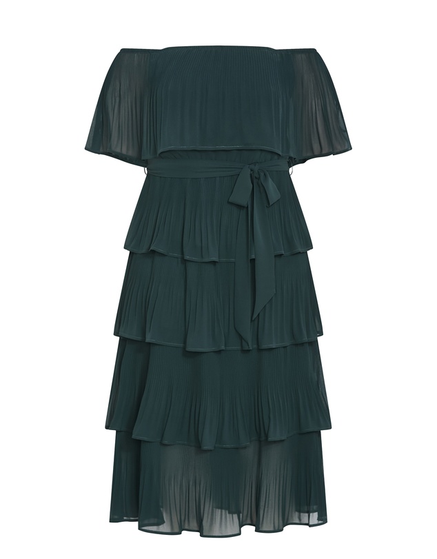 City Chic - Plus size DRESS NIGHT GARDEN - Green Teal