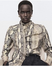 M.N.G - Animal-Print Blouse With Scarf