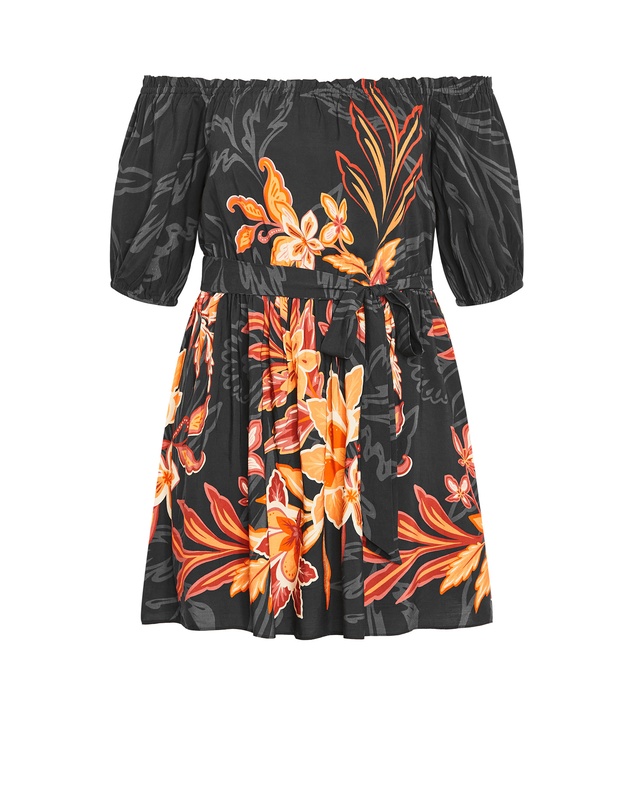 City Chic - Plus size Island Breeze Placement Dress - black