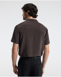 Calibre - Camp Collar Silk Shirt Espresso