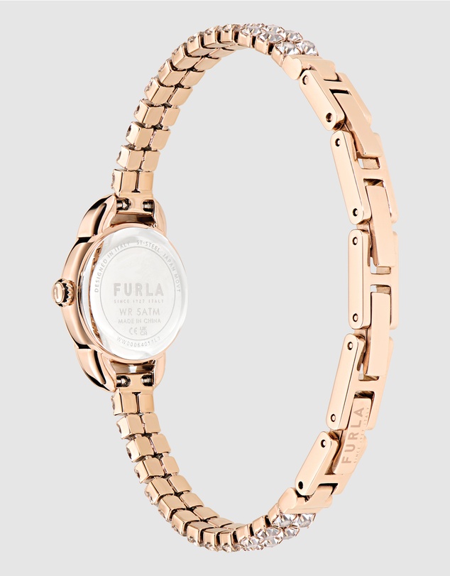 Furla - Mini Shape Rose Gold-Tone with Crystals Bracelet Watch
