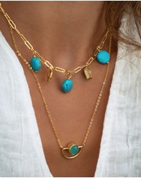 Ottoman Hands - Amore Turquoise Charm Chain Necklace