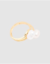 Lovisa - Gold Plated Double Pearl Wrapped Ring