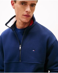 Tommy Hilfiger - Colour-Blocked Collar Terry Half-Zip Jumper