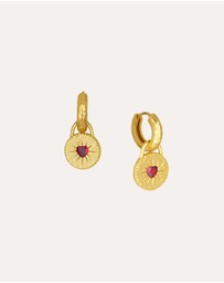 Ottoman Hands - Garnet Heart Huggie Earrings