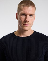 Calibre - Slim Merino Wool Rib Sweater Navy