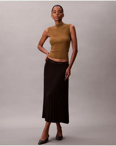 Calvin Klein - Pleated Crepe Midi Skirt