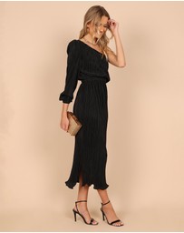 Petal & Pup - Pontee One Shoulder Pleated Midi Dress - Black