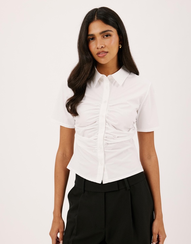 Atmos&Here - Lara Gathered Front Short Sleeve Shirt