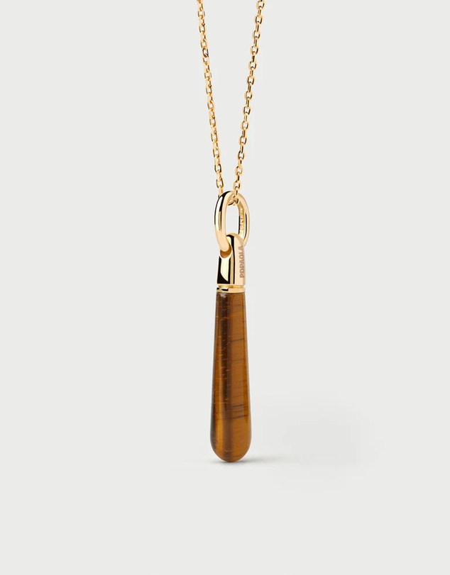 PDPAOLA - Tigers Eye Large Drop Pendant Necklace