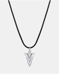 Kuzzoi - ICONIC EXCLUSIVE - Necklace Arrowhead Pendant Genuine Leather 925 Sterling Silver