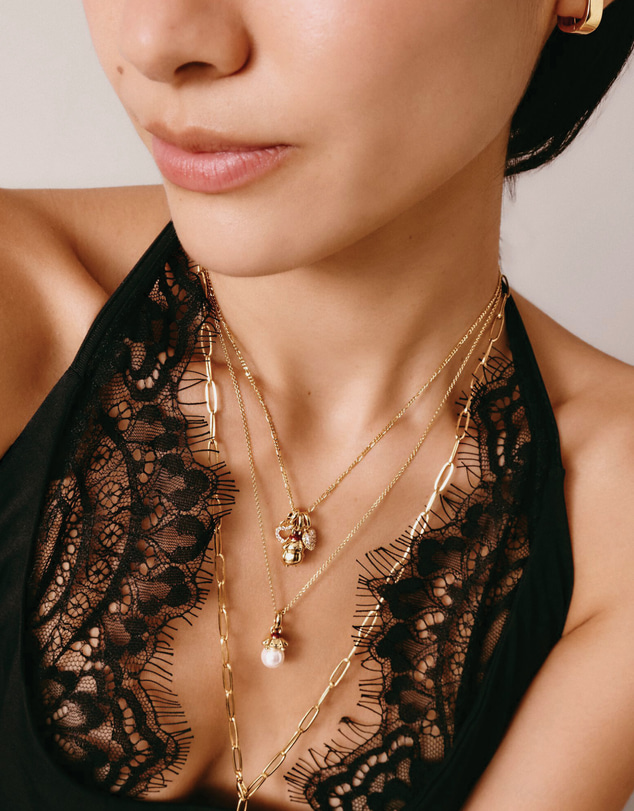 THOMAS SABO - Hello Kitty Pompompurin Necklace with Pearl, Gold-Plated