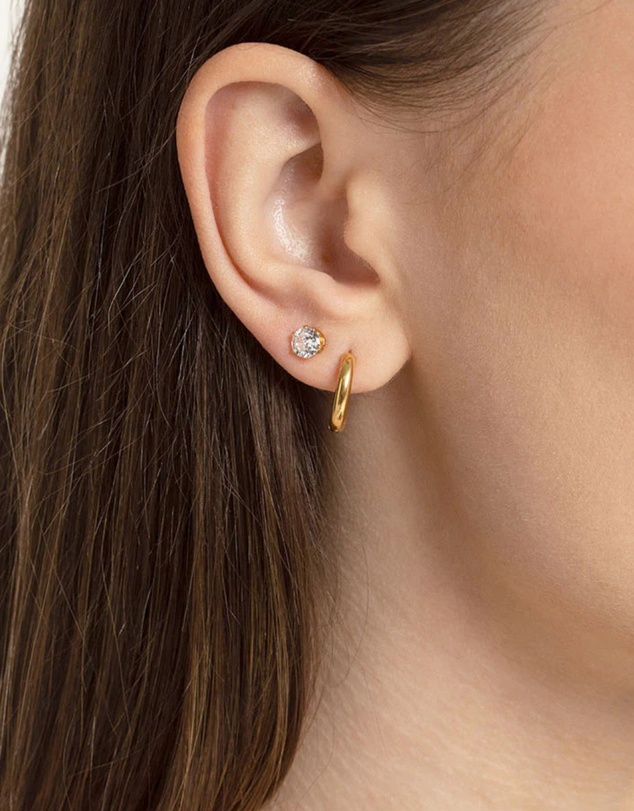 Lovisa - Waterproof Gold Plated Stainless Steel Cubic Zirconia Stud & Huggie Earring Pack