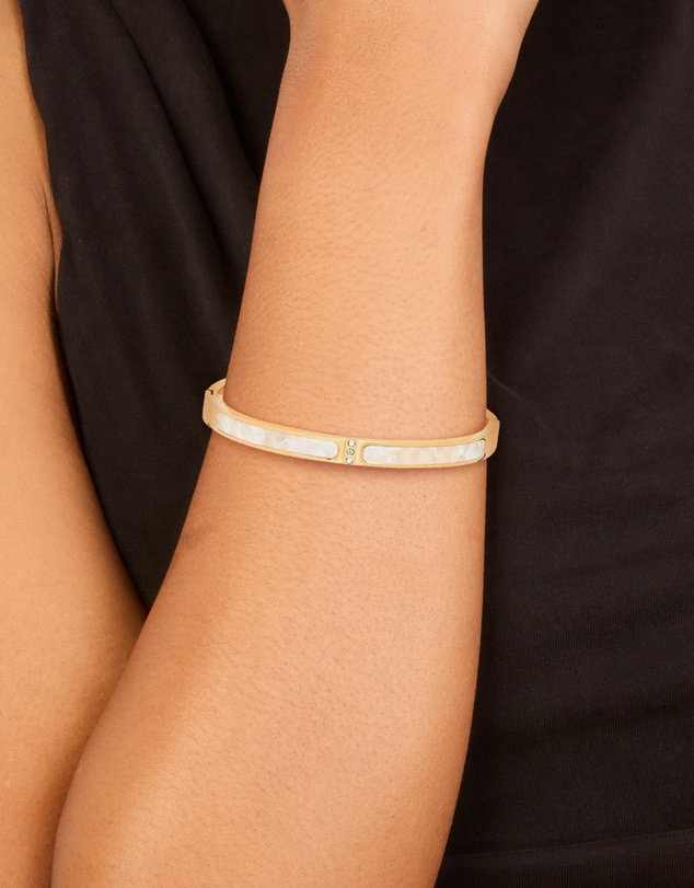 Lovisa - Waterproof Gold Plated Stainless Steel Pearl Inlay Hinge Bangle