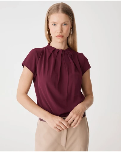 Forcast - Olivia Pleated High Neck Top