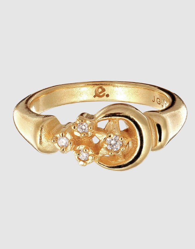 Elli Jewelry - Topaz Moon Band Ring in Gold-Plated 925 Silver