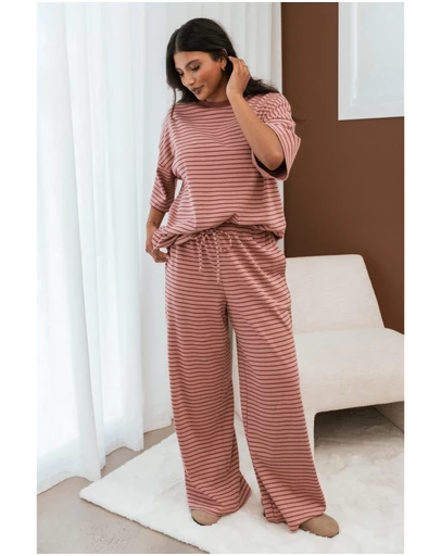 Petal & Pup - Wilda Knit Pant - Pink Red Stripe