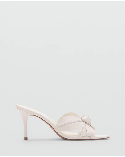 M.N.G - Leather Sandals with Flower Heels