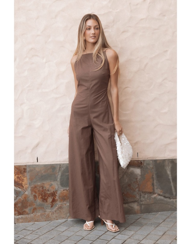 Petal & Pup - Ophilia Open Back Jumpsuit - Dark Brown