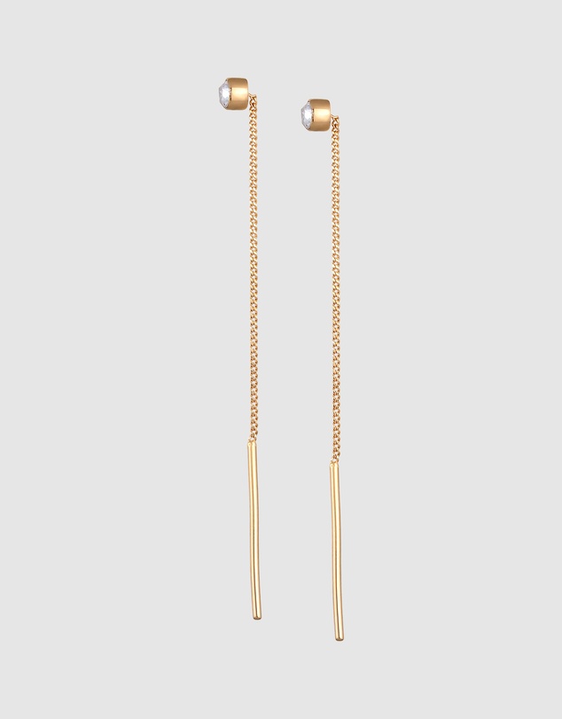 Elli Jewelry - Crystal Pull-Through Drop Earrings in Gold-Plated 925 Silver