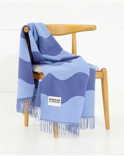 Morgan & Taylor - Making Waves Throw Blanket in Navy Blue
