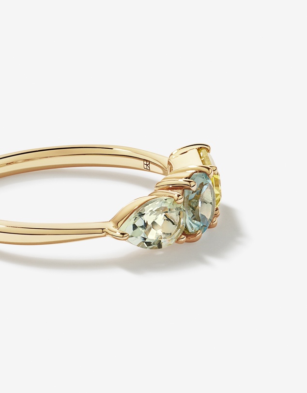 Michael Hill - Green Amethyst, Sky Blue Topaz & Lemon Quartz Multi-Gemstone Ring in 10kt Yellow Gold