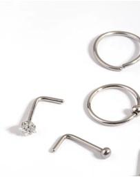 Lovisa - Surgical Steel Diamante Mixed Nose Ring 6-Pack