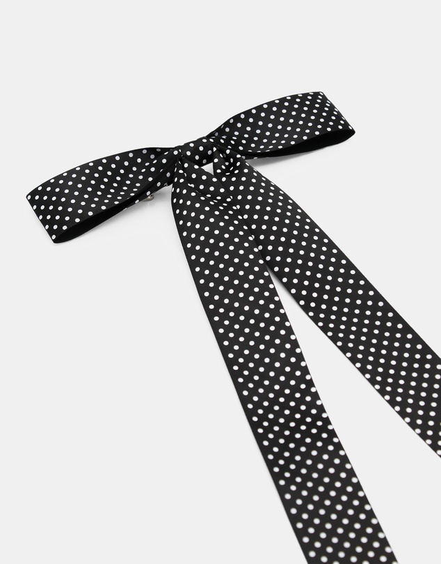 Morgan & Taylor - Lala Hair Bow in Black with White Polk Dots