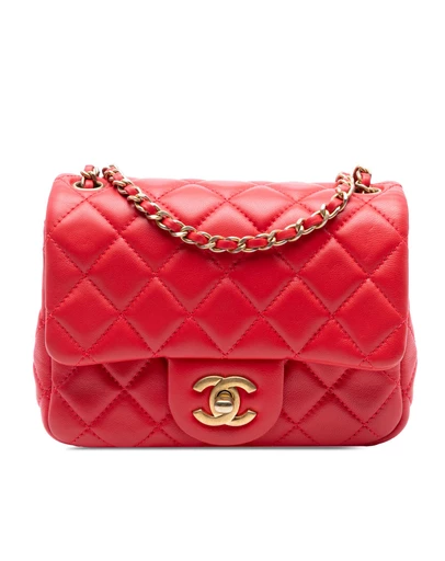 Pre-Loved by Azura Reborn - Pre-Loved Mini Square Classic Lambskin Pearl Crush Single Flap