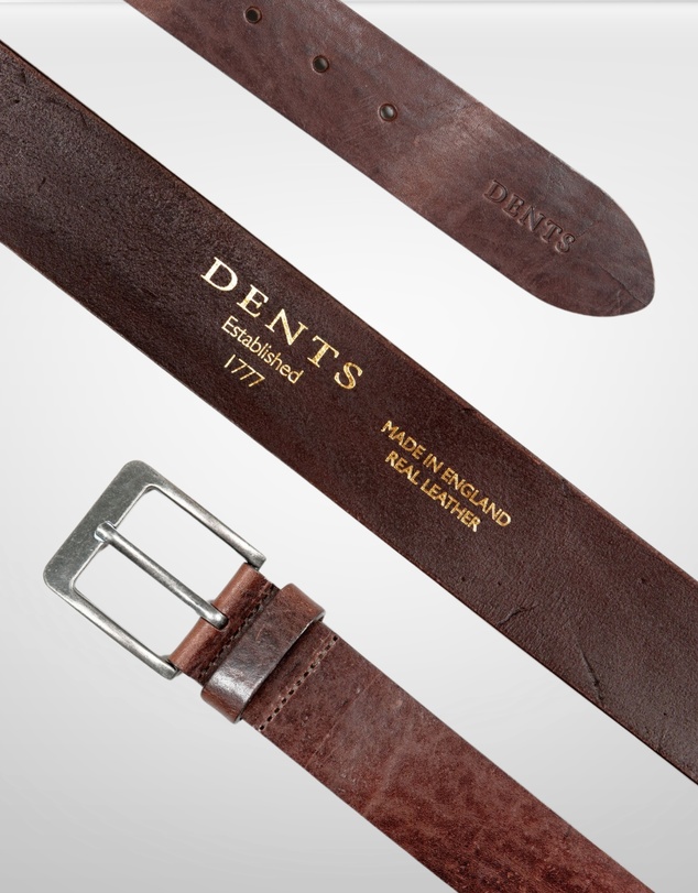 DENTS - Heritage Full-Grain Leather Belt with Antique Pewter Buckle