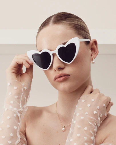 The White Collection - Stella - Modern White Love Heart Sunglasses