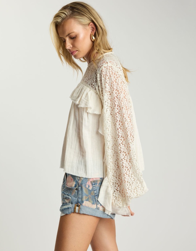 ONE TEASPOON - Willow Haven Frill Longsleeve Blouse - Ivory
