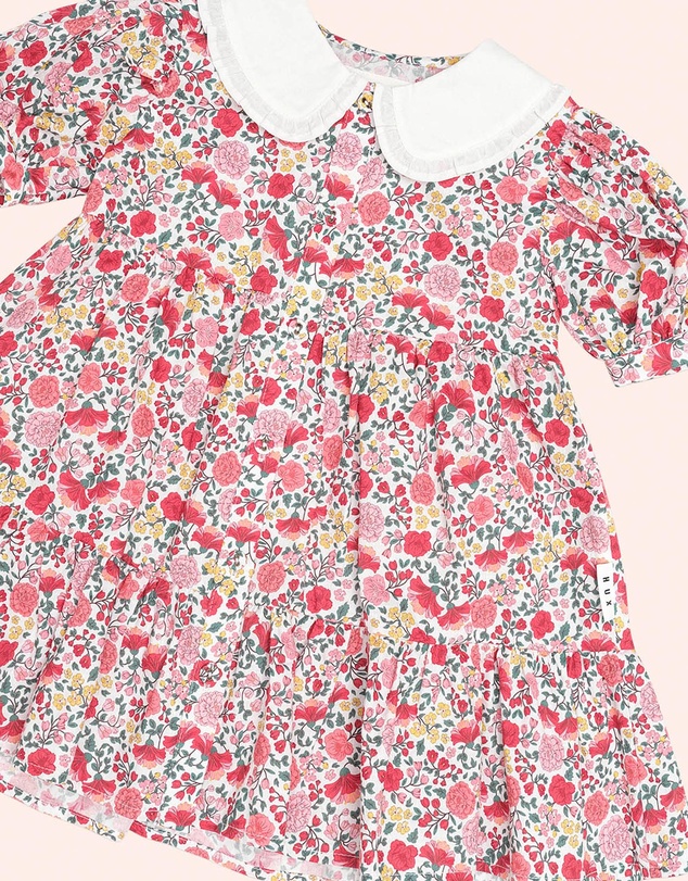Huxbaby - Festive Floral Frill Collar Dress - Babies-Teens