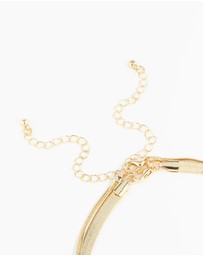 Lovisa - Gold Plated Herringbone Chain Necklaces 2-Pack