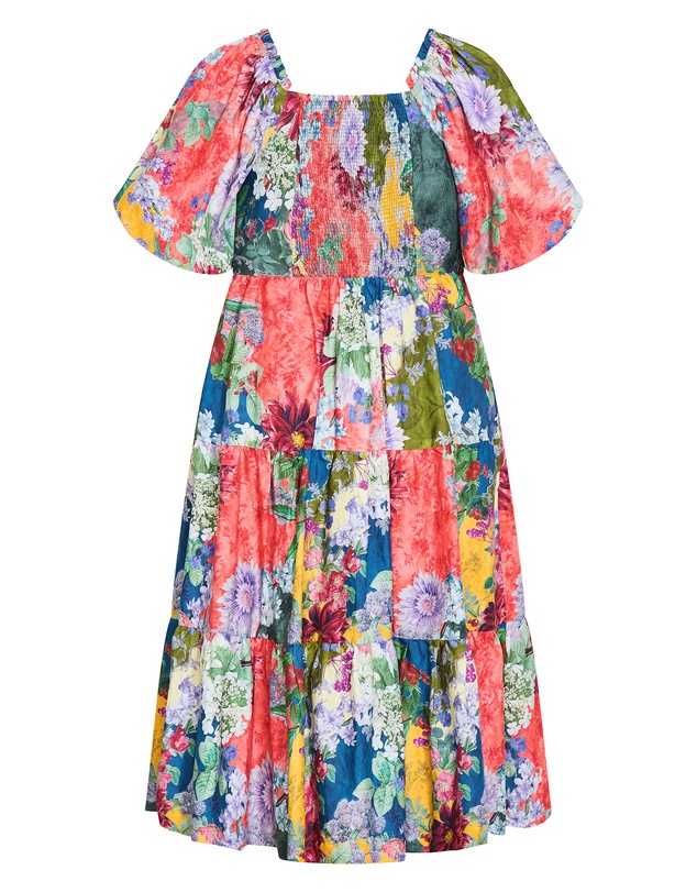 City Chic - Fantasy Berry Floral Print V Neck Dress