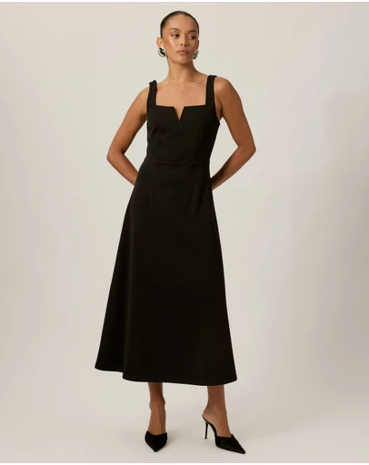 Tussah - Monique Crepe Square Neck Midi Dress