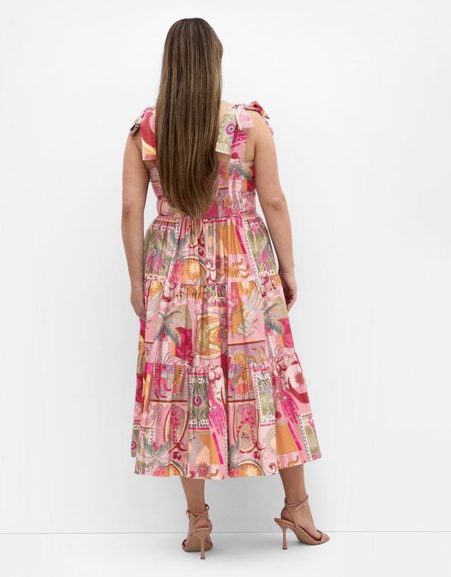 City Chic - Plus size Elessia Print Midi Dress - dusty pink