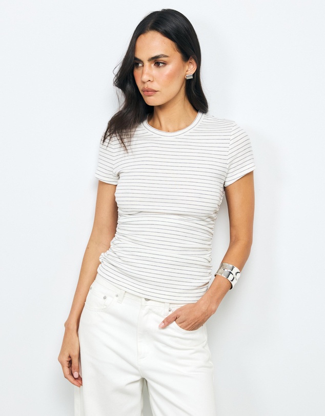 AERE - Belle Stripe Ruched T-Shirt
