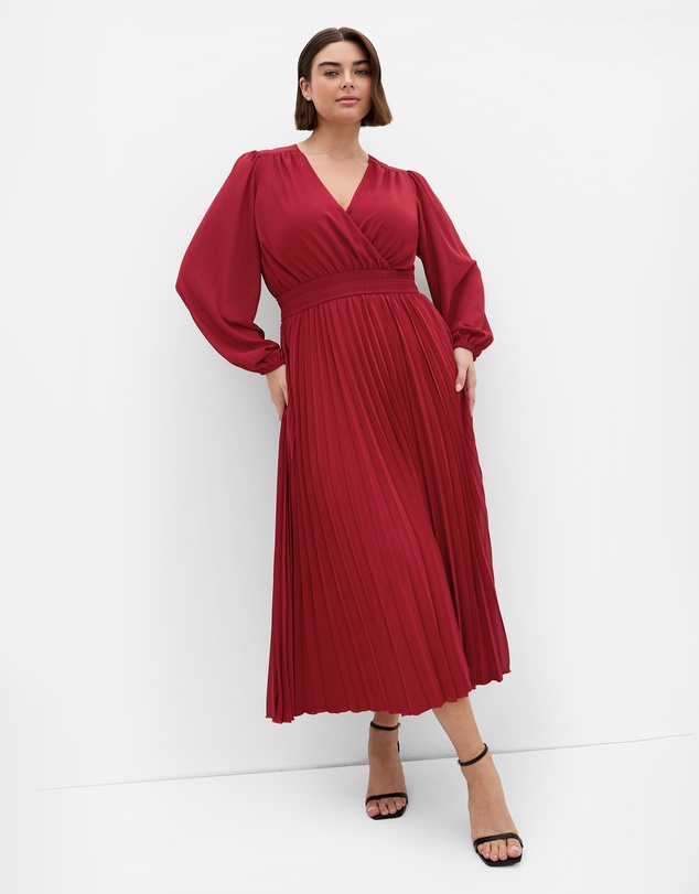 City Chic - Plus size Georgina Pleat Maxi Dress - sienna