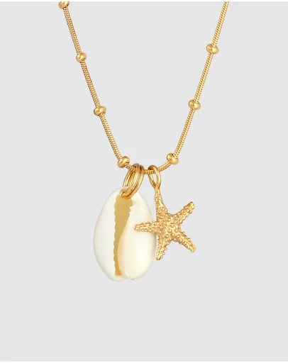 Elli Jewelry - Shell Pendant Necklace in Gold-Plated 925 Silver