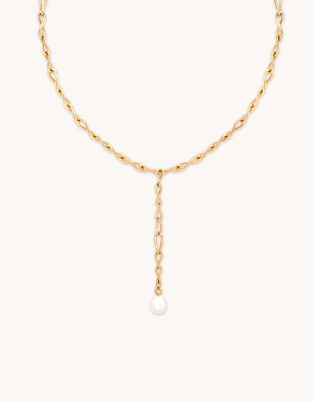 Astrid & Miyu - Infinite Pearl Bold Lariat 18ct Gold Plated Necklace