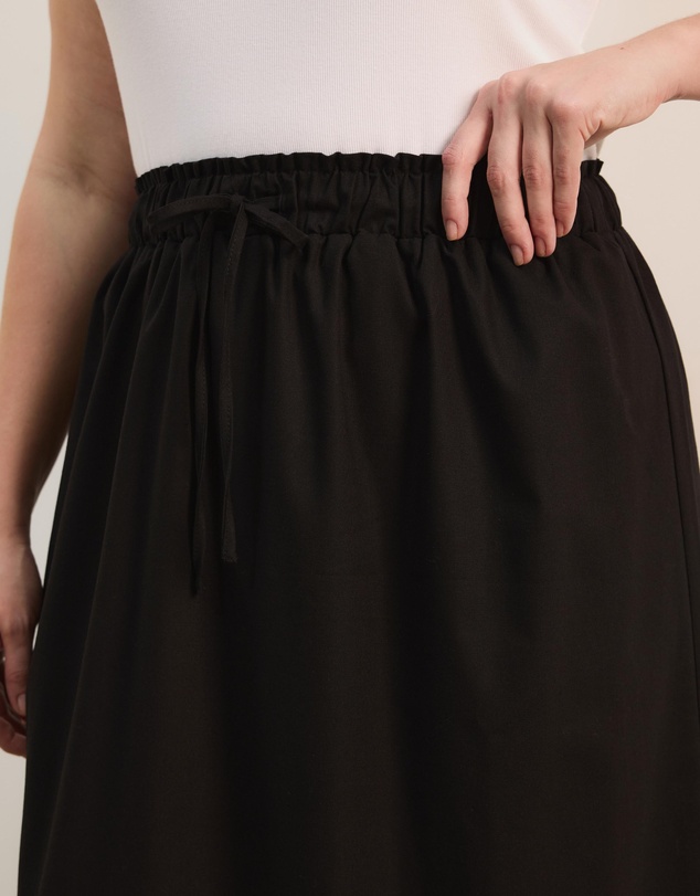 Atmos&Here Curvy - Amber Cotton Linen Blend Waist Tie A-Line Midi Skirt