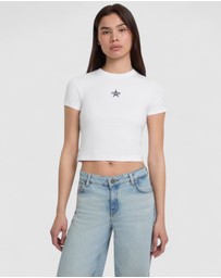 GUESS Jeans - GUESS JEANS Crew Neck Star Crop T-Shirt