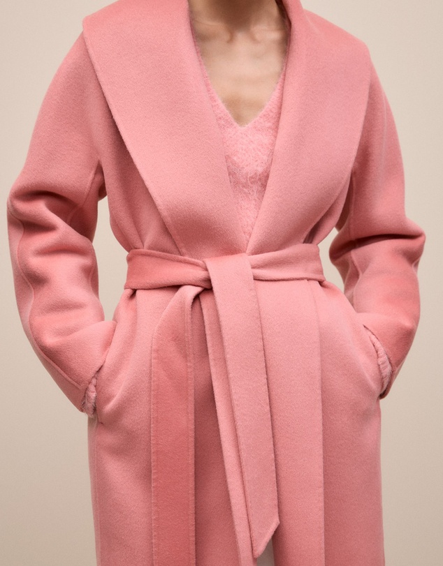 Trenery - Brushed Wool Wrap Coat in Dusty Rose