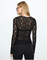 Dazie - Rosie Romance Sheer Lace Long Sleeve Top